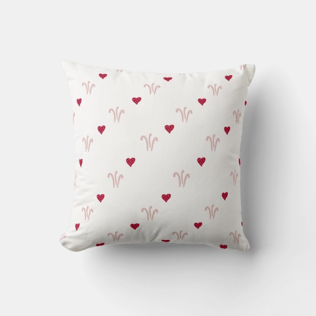 Cute Red Heart Pattern Chic Throw Pillow (Front)