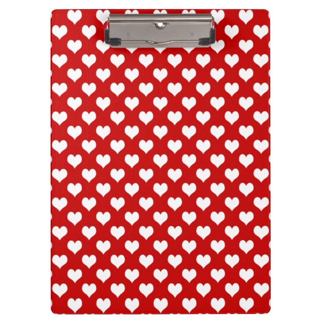 Cute Red Heart Pattern – Romantic Love Background  Clipboard (Front)