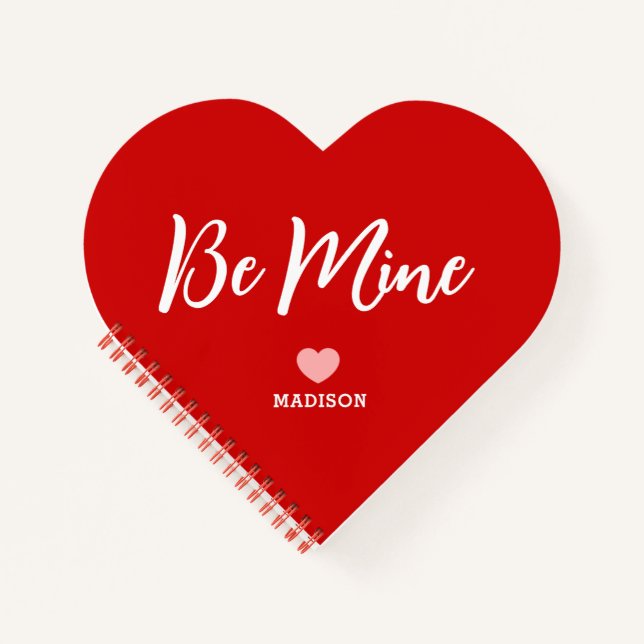 Cute Red Heart Shaped Valentines Day Personalized Notebook (Front)
