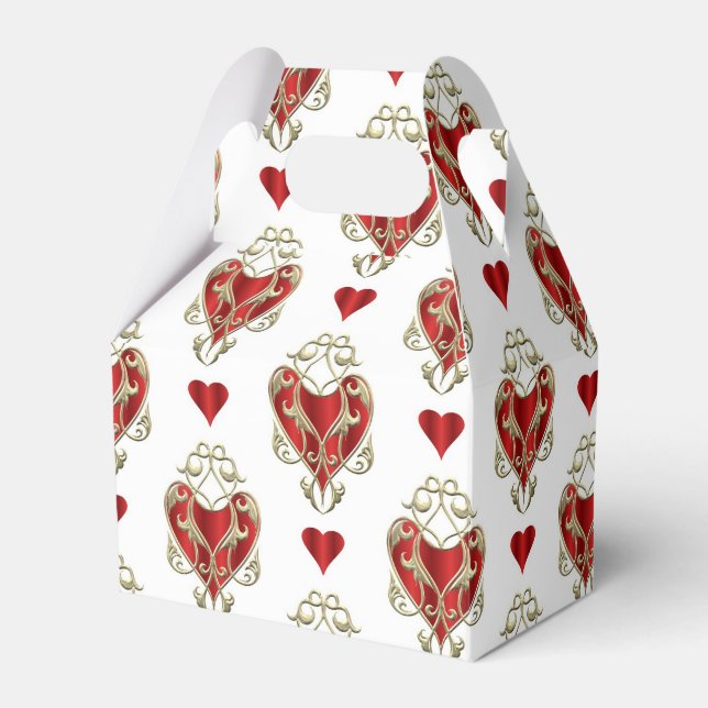 Cute red heart Valentine party Favor Box (Front Side)