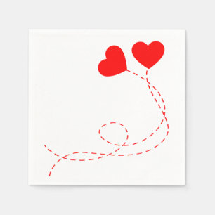 Cute Red Heart Wedding Balloons Bridal Shower Love Napkin
