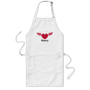Cute Red Heart with Wings,Minimalist, Personalized Long Apron