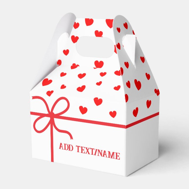 Cute Red Hearts And Ribbon Custom   Favor Box (Front Side)