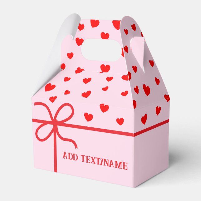 Cute Red Hearts And Ribbon Custom   Favor Box (Front Side)