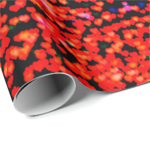 Cute red hearts bokeh Christmas lights festive Wrapping Paper