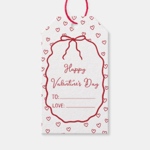 Cute Red Hearts & Bow Custom Valentine's Day Gift Tags