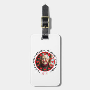 Cute Red Hearts Clock Love Grandparents Photo Luggage Tag