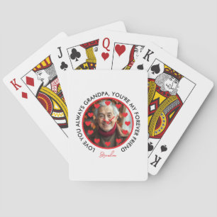 Cute Red Hearts Clock Love Grandparents Photo Playing Cards