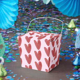 Cute Red Hearts Doodle Pattern Wedding Birthday Favor Box