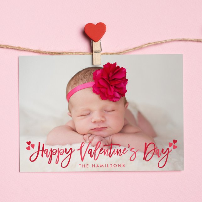 Cute Red Hearts Happy Valentine's Day Photo Holiday Card (Creator Uploaded)