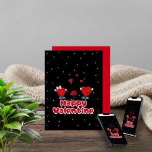 Cute red hearts holiday card