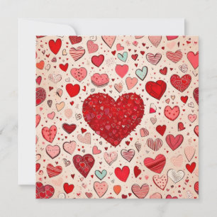 Cute red hearts  invitation