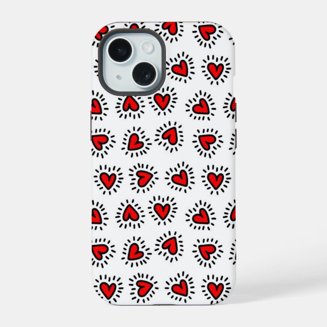 Cute Red Hearts iPhone Case (Back)