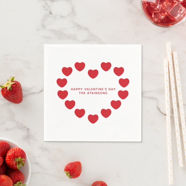 Cute red hearts modern custom Valentine's Day Napkin (Insitu)