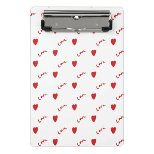 Cute Red Hearts on White Background Valentine Mini Clipboard