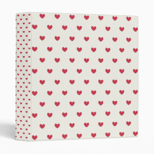 Cute Red Hearts Pattern Binder