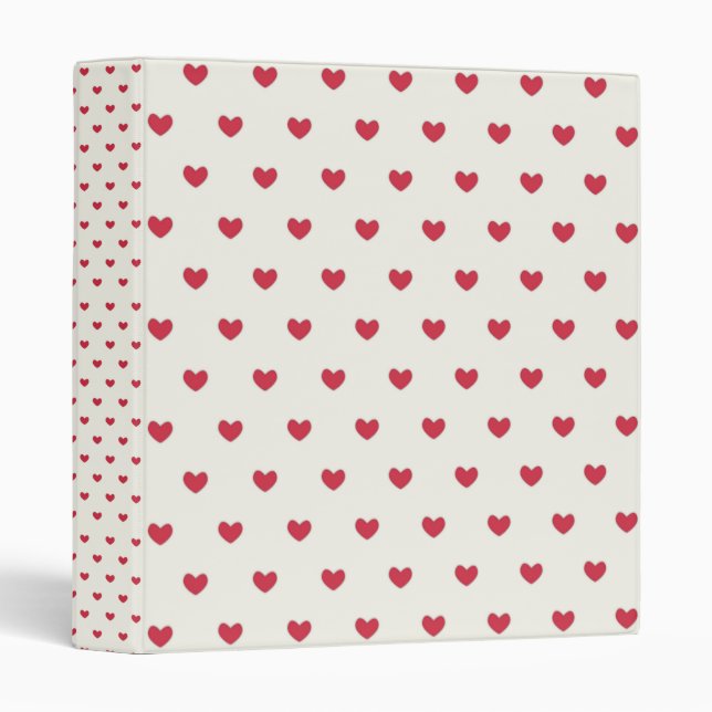 Cute Red Hearts Pattern Binder (Front/Spine)