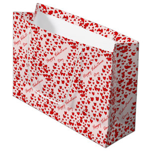 Cute Red Hearts Pattern Happy Valentine's Day Large Gift Bag