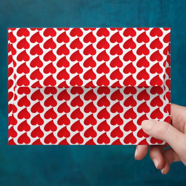 Cute red hearts pattern modern Valentine's day Envelope (Hand)