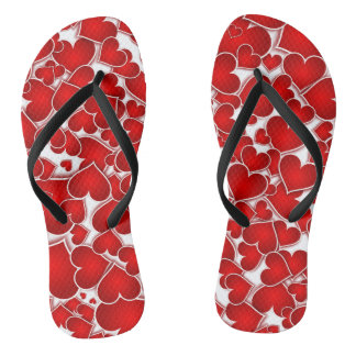 cute red hearts pattern Pair of Flip Flops
