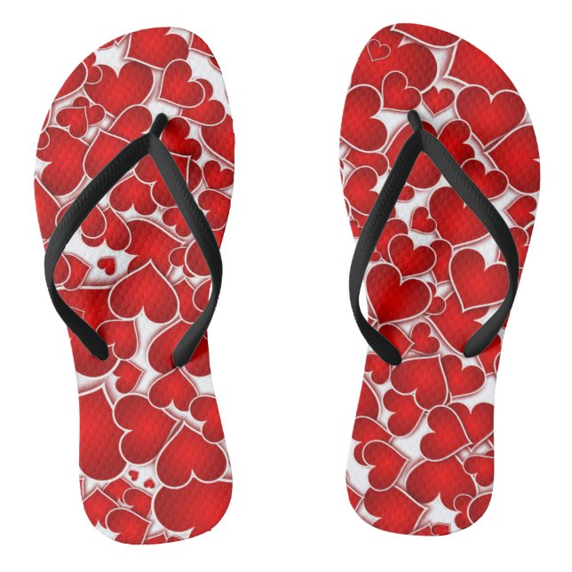 cute red hearts pattern Pair of Flip Flops (Footbed)