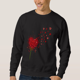 Cute Red Hearts Paw Dog Flower Fly Dandelion Valen Sweatshirt