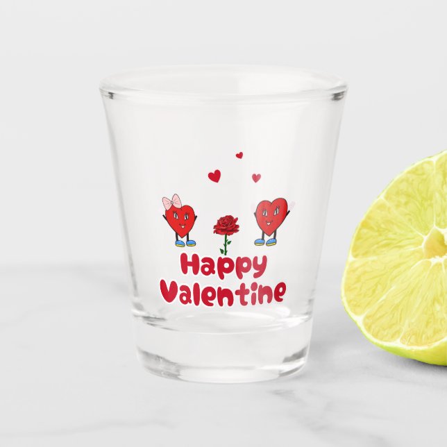 cute red hearts shot glass (Front)