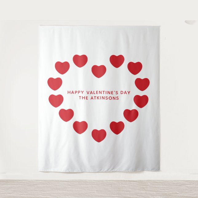 Cute red hearts Valentine's Day party backdrop Tapestry (Front)