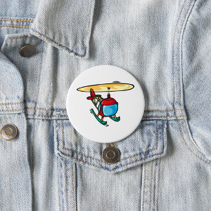Cute Red Helicopter Fun Aviation Design  3 Inch Round Button