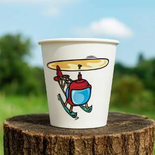 Cute Red Helicopter Fun Aviation Design  Paper Cups