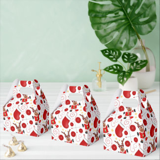 Cute Red Holiday Christmas Reindeer Favor Box