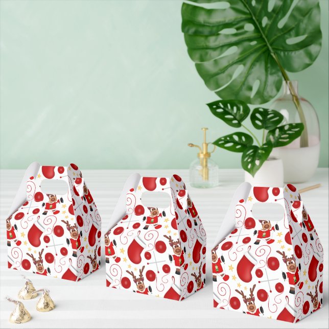 Cute Red Holiday Christmas Reindeer Favor Box (Multiple)