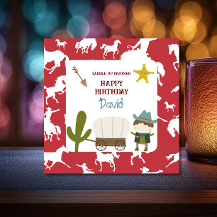 Cute Red Horse Cowboy Boy's Birthday Card
