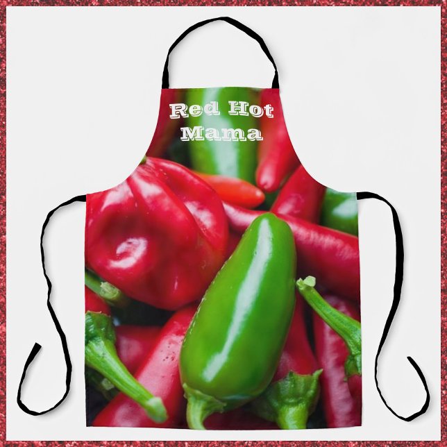 Cute Red Hot Mama with Peppers Adult Apron (Creator Uploaded)