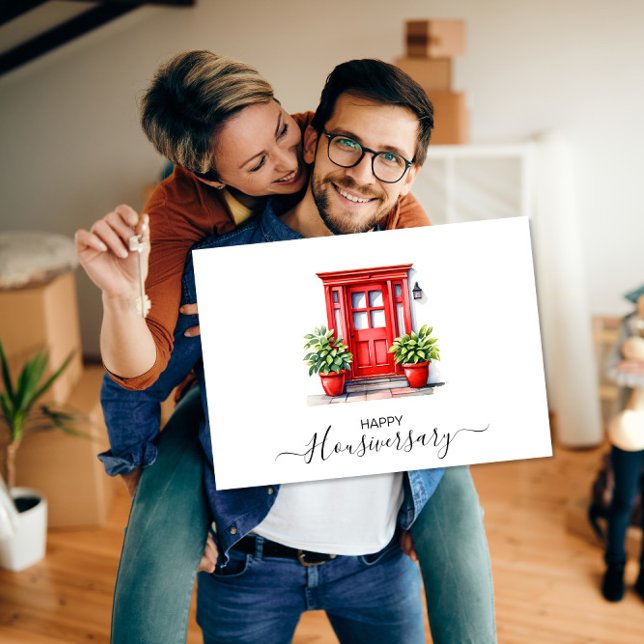Cute Red house anniversary housiversary referral Card (Creator Uploaded)