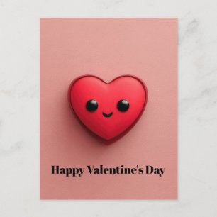 Cute Red Kawaii Heart Valentine`s Day Card 