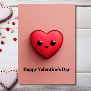 Cute Red Kawaii Heart Valentine`s Day Card