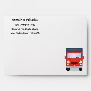 Cute red kawaii truck cartoon illustration envelope