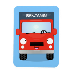 Cute red kawaii truck cartoon illustration magnet
