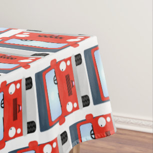 Cute red kawaii truck cartoon illustration tablecloth