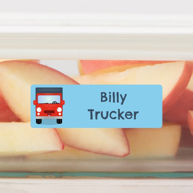 Cute red kawaii truck cartoon personalized (Affixed)