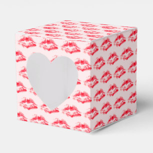 Cute Red Kisses Blush Pink Valentine's Day Favor Box