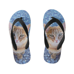 Cute red kitten kid's flip flops