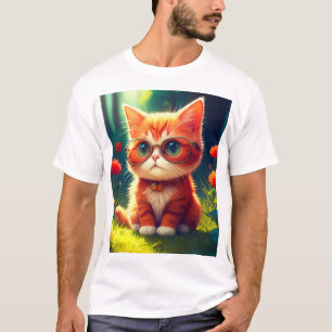 Cute Red Kitten Wearing Glasses-365478 T-Shirt