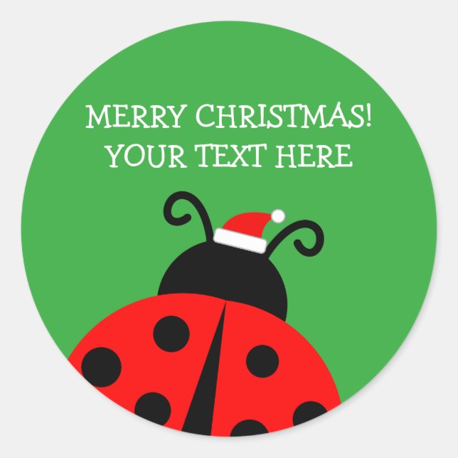 Cute red ladybird Christmas custom Holiday favour Classic Round Sticker (Front)