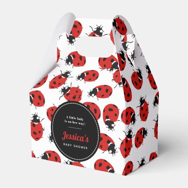 Cute Red Ladybug Baby Shower Girl  Favor Box (Front Side)
