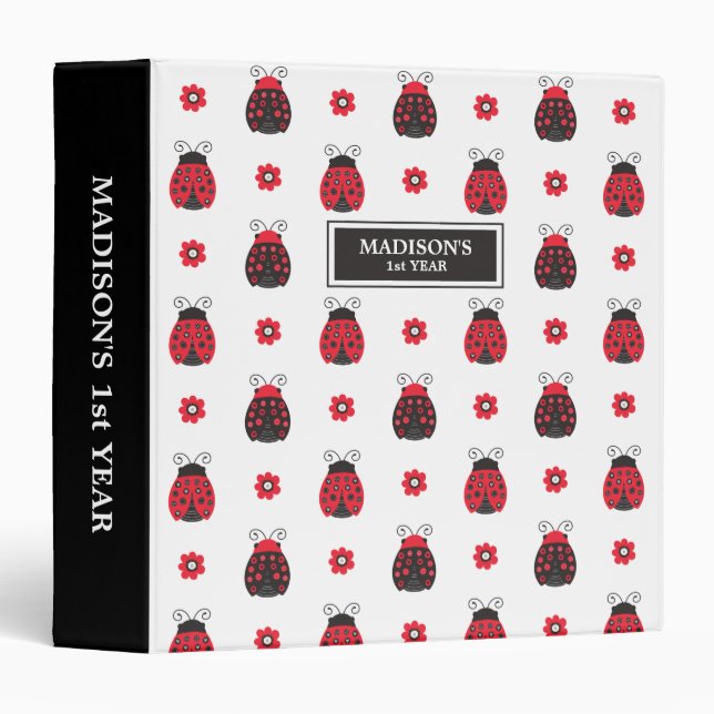 Cute Red Ladybug Baby's First Year Binder (Front/Spine)