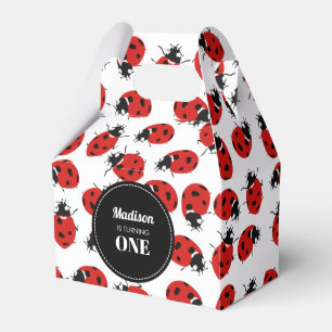 Cute Red Ladybug Birthday Party Favor Box