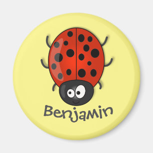 Cute red ladybug cartoon illustration magnet