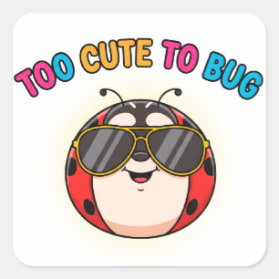 Cute Red Ladybug Character  Square Sticker